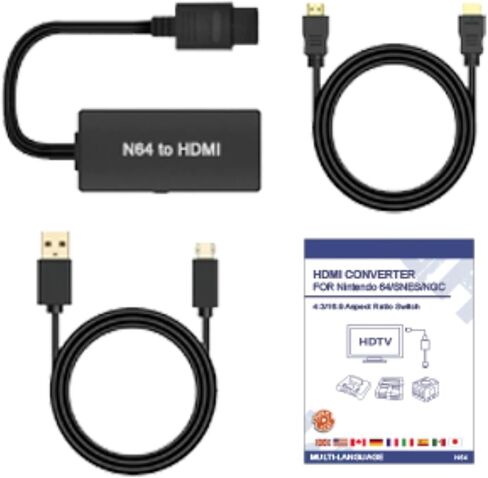واي دي مايد محول HDMI N64 N64 ملحقات N64 متوافق مع وحدة تحكم العاب N64/جيم كيوب/SNES/SFC N64 الى محول HDMI يدعم تحويل 16:9/4:3 in Kuwait