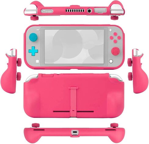 Orzly Grip Case Compatible for use with Nintendo Switch Lite – Case with Comfort Padded Hand Grips, Kickstand, & Pack of Thumb Grips - Pink in Saudi Arabia