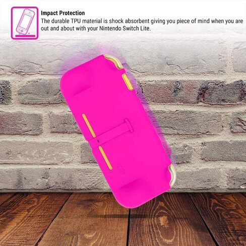 Orzly Grip Case Compatible for use with Nintendo Switch Lite – Case with Comfort Padded Hand Grips, Kickstand, & Pack of Thumb Grips - Pink in Saudi Arabia