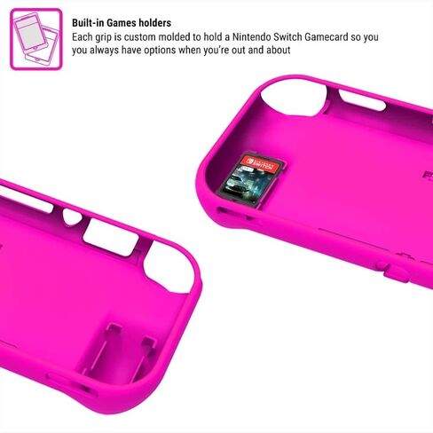 Orzly Grip Case Compatible for use with Nintendo Switch Lite – Case with Comfort Padded Hand Grips, Kickstand, & Pack of Thumb Grips - Pink in Saudi Arabia