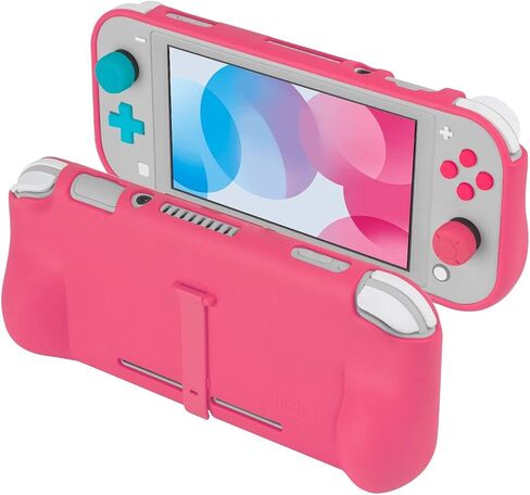 Orzly Grip Case Compatible for use with Nintendo Switch Lite – Case with Comfort Padded Hand Grips, Kickstand, & Pack of Thumb Grips - Pink in Saudi Arabia