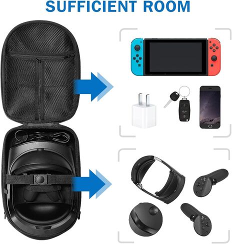 حقيبة حمل صلبة للسفر من UMEEUTOO متوافقة مع Meta Quest Pro وملحقاتها، حافظة ذات مساحة كبيرة للواقع الافتراضي والملحقات وجميع أحزمة الرأس in Kuwait