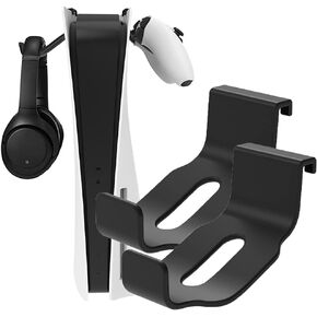 حامل أذرع تحكم لبلاي ستيشن 5، 2 حزمة من حامل سماعة رأس مع حامل ذراع تحكم لجهاز بلاي ستيشن 5 ووحدات التحكم اكس بوكس اكس / S وسماعات الألعاب، بدون مسامير وبدون شريط لاصق - أسود in Kuwait