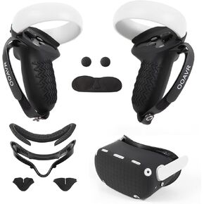 for Meta/Oculus Quest 2 Accessories,VR Controller Gips Cover,VR Shell Cover,VR Facial Vent Soft Interface Bracket Accessory 5-in-1 Set(Black) in Kuwait