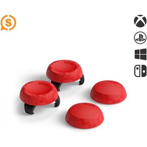 مقابض عصا التحكم العالمية SCUF - 4 عبوات مع قاعدتين - تكتيكي - مقابض إبهام عصا التحكم لأجهزة Xbox One وXbox Series X|S وPS4 وPS5 وNintendo Switch Pro - أسود