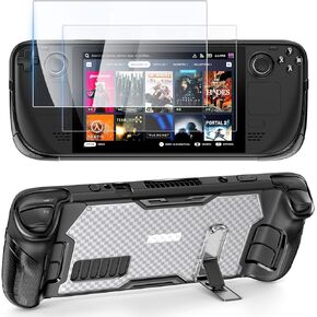 Case & Screen Protector Set for Steam Deck - Full Body TPU+PC Protective Case Cover with Kickstand, Non-Slip Ergonomic Grip, Precision Fit Shockproof and Anti-Scratch Accessories Skin for Steam Deck in Kuwait