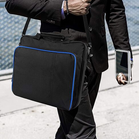 حقيبة حمل للسفر، منظم حقيبة تخزين محمولة لأنظمة PS4 وPS4 حقيبة تخزين للسفر متعددة الوظائف حقيبة يد/حقيبة كتف لمعدات وحدة تحكم معدات الواقع الافتراضي لمحطة اللعب، أسود in Kuwait