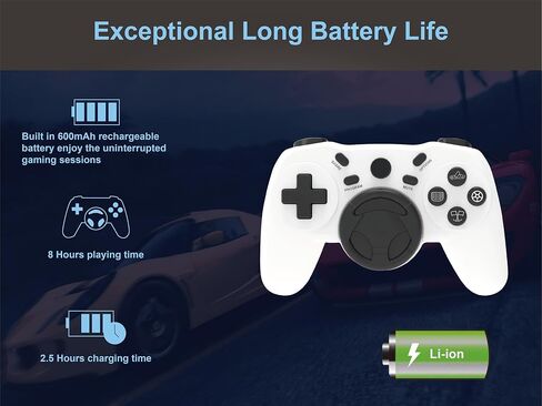 VISIONHMD Wireless Racing Wheel or Steering Wheel for PS4/PS4 SLIM/PS4 Pro,Compatible With Steam Gaming, Android and iOS,MAC,With 2 Remappable Buttons (White) in Saudi Arabia
