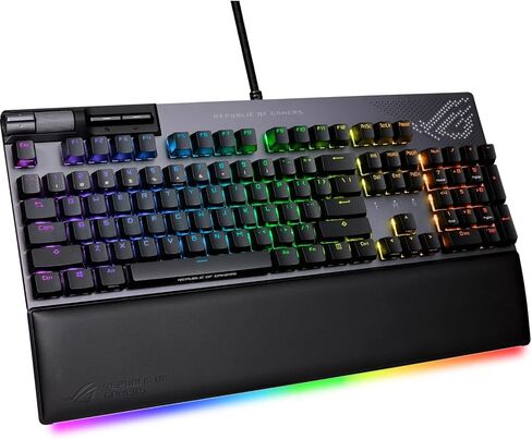 ASUS ROG Strix Flare II Animate 100% RGB Gaming Keyboard - Hot-swappable, ROG NX Brown Tactile Switches, Customizable LED Display, PBT Keycaps, Acoustic Dampening Foam, Media Controls, Wrist Rest in Saudi Arabia