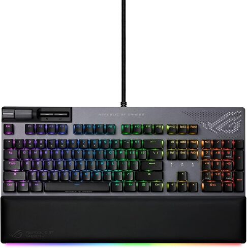 ASUS ROG Strix Flare II Animate 100% RGB Gaming Keyboard - Hot-swappable, ROG NX Brown Tactile Switches, Customizable LED Display, PBT Keycaps, Acoustic Dampening Foam, Media Controls, Wrist Rest in Saudi Arabia
