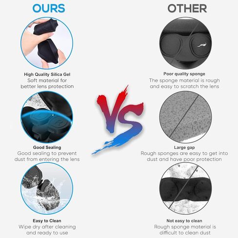 غطاء حماية للعدسة مقاوم للغبار لعدسات بلاي ستيشن في ار 2، غطاء حماية من السيليكون مضاد للغبار من جوريكسر متوافق مع سماعات بلاي ستيشن VR2 - اسود in Kuwait