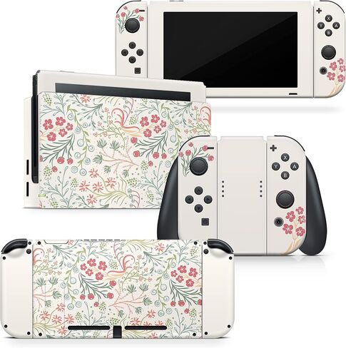 Tacky Design Sakura Skin Compatible with Nintendo Switch Skin - Premium Vinyl 3M Cherries Blossoms Flowers Nintendo Switch Stickers Set - Switch Skin for Console, Dock, Joy Con - Decal Full Wrap in Saudi Arabia