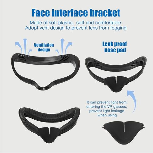 for Meta/Oculus Quest 2 Accessories,VR Controller Gips Cover,VR Shell Cover,VR Facial Vent Soft Interface Bracket Accessory 5-in-1 Set(Black) in Kuwait