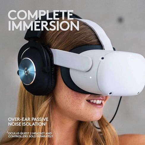 سماعات ألعاب Logitech G333 VR لـ Oculus Quest 2 - Oculus Ready - كابل وأشرطة بطول مخصص - صوت مزدوج مصمم للألعاب (متجدد) in Saudi Arabia