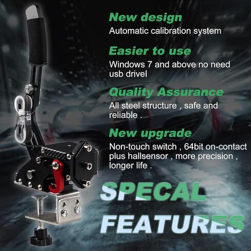 YESHMA 64 Bit Upgrade 3-in-1 USB Handbrake Only for G29 Compatible With PS4/PS5 + PC Computer System Professional Gaming Peripherals for Racing Games with Non-Contact Plus Hall Sensor.With Clamp in Saudi Arabia