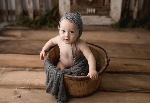 دعائم التصوير الفوتوغرافي للأطفال حديثي الولادة مع لفافة أطفال - لف ممتد طويل مع قبعة كروشيه صغيرة ودبدوب محبوك - مجموعة كاملة من 3 قطع لقماط الرضع للأولاد والبنات in Kuwait