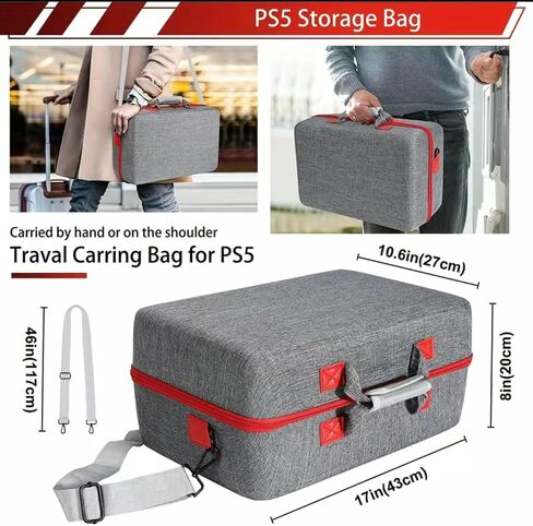 Carrying Case Compatible with PS5, [Upgraded] Hard Shell Carry Case Travel Bag, Shockproof and Waterproof Organizer Protective Case for Playstation 5 Console,Dual Controller and Accessories in Saudi Arabia