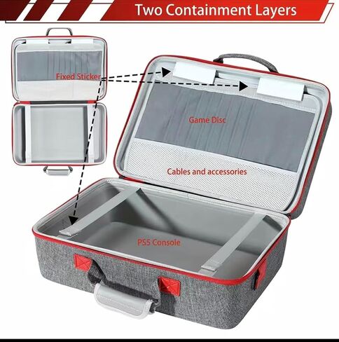 Carrying Case Compatible with PS5, [Upgraded] Hard Shell Carry Case Travel Bag, Shockproof and Waterproof Organizer Protective Case for Playstation 5 Console,Dual Controller and Accessories in Saudi Arabia