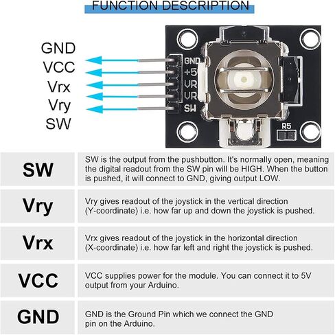 6pc Dual-axis XY Joystick Module PS2 Control Lever Sensor KY-023 Breakout Module with Dupont Cable for Arduino in Saudi Arabia