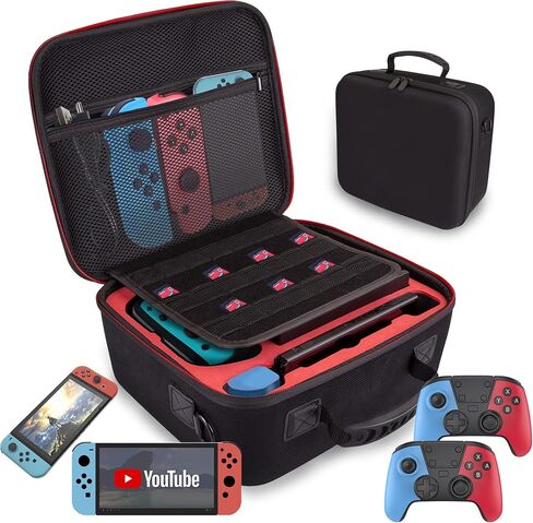 LP Carrying Case Compatible with Nintendo Switch, OLED and Switch Lite, Portable Travel All Protective Hard Messenger Black Bag Soft Lining 18 Games for Switch Console Pro Controller & Accessories in Saudi Arabia