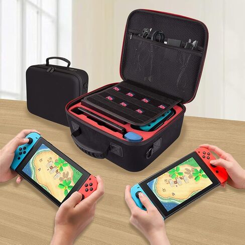 LP Carrying Case Compatible with Nintendo Switch, OLED and Switch Lite, Portable Travel All Protective Hard Messenger Black Bag Soft Lining 18 Games for Switch Console Pro Controller & Accessories in Saudi Arabia