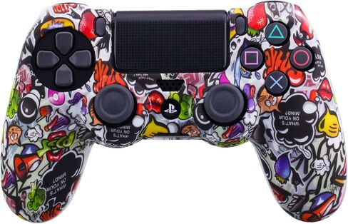 YoRHa Water Transfer Printing Camouflage Silicone Cover Skin Case for Sony PS4/slim/Pro Dualshock 4 Controller x 1(US Dollar) with Pro Thumb Grips x 8 in Saudi Arabia