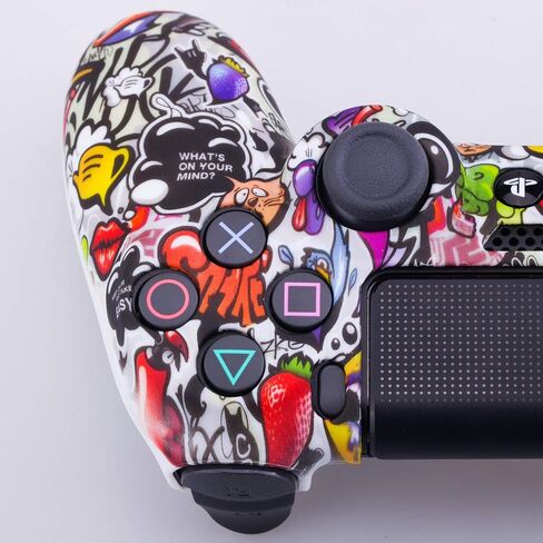 YoRHa Water Transfer Printing Camouflage Silicone Cover Skin Case for Sony PS4/slim/Pro Dualshock 4 Controller x 1(US Dollar) with Pro Thumb Grips x 8 in Saudi Arabia