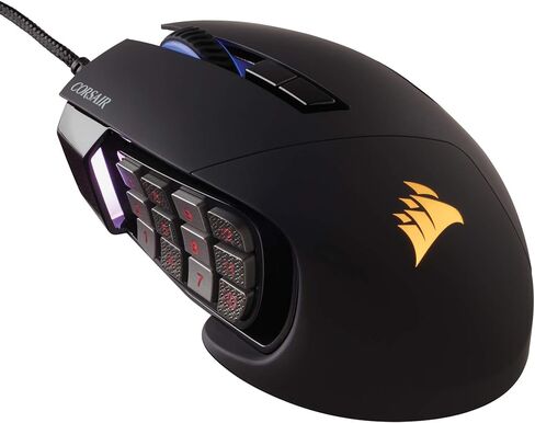 كورسير، Scimitar RGB Elite، ماوس ألعاب MOBA/MMO، أسود، إضاءة خلفية RGB LED، 18000 نقطة لكل بوصة، بصري (متجدد) in Kuwait