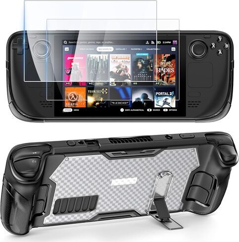 Case & Screen Protector Set for Steam Deck - Full Body TPU+PC Protective Case Cover with Kickstand, Non-Slip Ergonomic Grip, Precision Fit Shockproof and Anti-Scratch Accessories Skin for Steam Deck in Kuwait