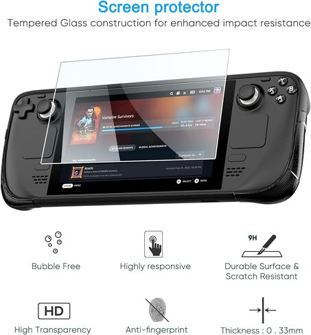 Case & Screen Protector Set for Steam Deck - Full Body TPU+PC Protective Case Cover with Kickstand, Non-Slip Ergonomic Grip, Precision Fit Shockproof and Anti-Scratch Accessories Skin for Steam Deck in Kuwait