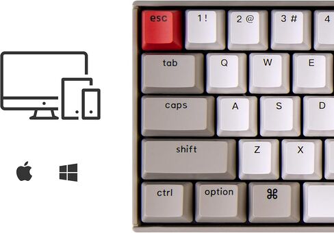Keychron K6 Hot Swappable Wireless Bluetooth 5.1/Wired Mechanical Gaming Keyboard, 65% Compact 68-Key RGB LED Backlight/Gateron Brown Switch/Rechargeable Battery for Mac Windows in Kuwait