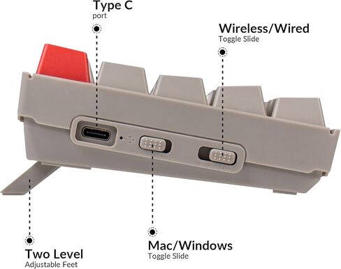 Keychron K6 Hot Swappable Wireless Bluetooth 5.1/Wired Mechanical Gaming Keyboard, 65% Compact 68-Key RGB LED Backlight/Gateron Brown Switch/Rechargeable Battery for Mac Windows in Kuwait