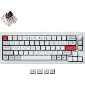 لوحة مفاتيح ميكانيكية لاسلكية مخصصة من Keychron Q2 Pro RGB QMK/VIA Bluetooth، مقبض كامل قابل للبرمجة من الألومنيوم قابل للتبديل السريع K Pro Brown Switches KSA أغطية مفاتيح PBT مزدوجة اللقطة لنظام التشغيل Mac Windows Linux - أبيض