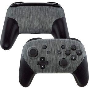 eXtremeRate Soft Touch Faceplate and Backplate for NS Switch Pro Controller, Brushed Silver Patterned DIY Replacement Shell Housing Case for NS Switch Pro Controller - Controller NOT Included