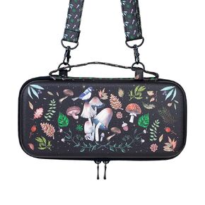 Ocanblu- Magic Mushrooms Switch Carrying Case Compatible with Nintendo Switch/Switch OLED/Switch Lite, with a adjustable shoulder strap-Protective Hard Shell Travel Carrying Case - Switch Carrying Case (Black) in Saudi Arabia