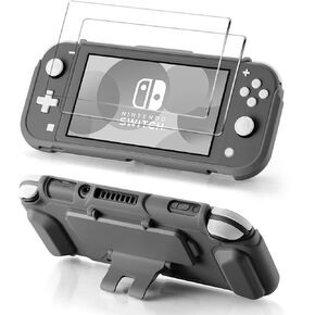 Protective Case Bundle for Nintendo Switch Lite, Tempered Glass Screen Protector, 4 Game Card Slots, Kick-Stand, Ergonomics Hand Grip, Shockproof, Anti-Scratch, Slim for Nintendo Switch Lite Case Gray in Saudi Arabia