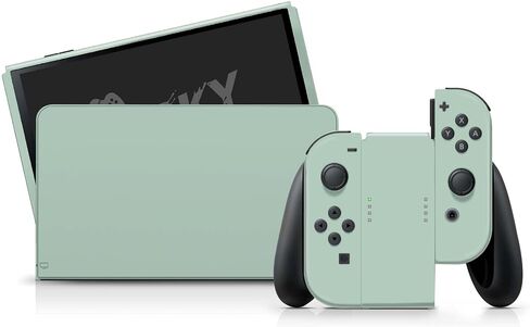 تصميم Tacky Design الكلاسيكي ذو اللون الصلب المتوافق مع غلاف Nintendo Switch OLED - مجموعة ملصقات OLED من الفينيل 3M Nintendo Switch - غلاف Switch OLED لوحدة التحكم، قفص الاتهام، Joy Con - ملصق ملتف بالكامل (أخضر داكن) in Kuwait
