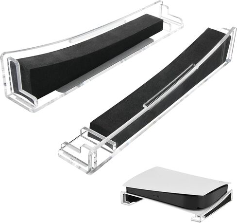 Cosmos Horizontal Stand Holder for PS5 - Horizontal Base Stand Compatible with PS5 Disc & Digital Edition, Acrylic Desk Stand for PS5 Console & Accessories of Storage & Organizer (Solid Black) in Saudi Arabia