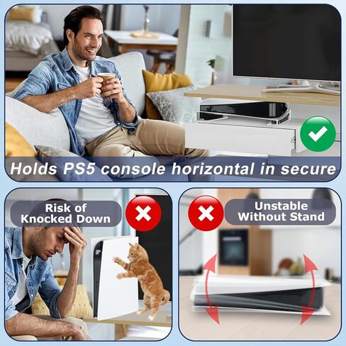 Cosmos Horizontal Stand Holder for PS5 - Horizontal Base Stand Compatible with PS5 Disc & Digital Edition, Acrylic Desk Stand for PS5 Console & Accessories of Storage & Organizer (Solid Black) in Saudi Arabia