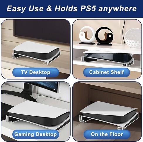Cosmos Horizontal Stand Holder for PS5 - Horizontal Base Stand Compatible with PS5 Disc & Digital Edition, Acrylic Desk Stand for PS5 Console & Accessories of Storage & Organizer (Solid Black) in Saudi Arabia