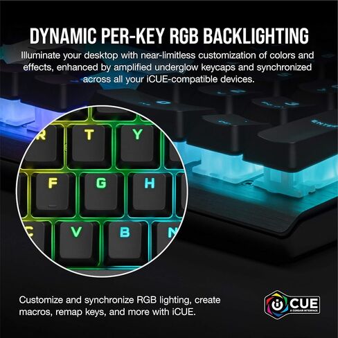 لوحة مفاتيح الألعاب الميكانيكية Corsair K60 RGB Pro - مفاتيح مفاتيح ميكانيكية CHERRY - إطار من الألومنيوم المتين - إضاءة خلفية RGB قابلة للتخصيص لكل مفتاح (متجددة) in Saudi Arabia