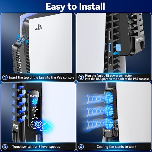Upgraded PS5 Cooling Fan with USB HUB Bundle Kit, Quieter External PS5 Fan with 3 Different Fan speeds, PS5 USB HUB for PS5 Accessories with Charger & Data Transmission, PS5 Fan for PS5 Disc & Digital in Kuwait
