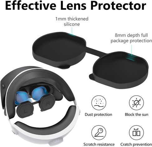 PSVR 2 Accessories, Silicone Face Cushion Cover, PSVR 2 Glasses Headset Protector Cover for Playstation VR2, Lens Dust Cover, PS VR2 Sense Controller Silicone Pad, PSVR2 Accessories Kit. in Kuwait