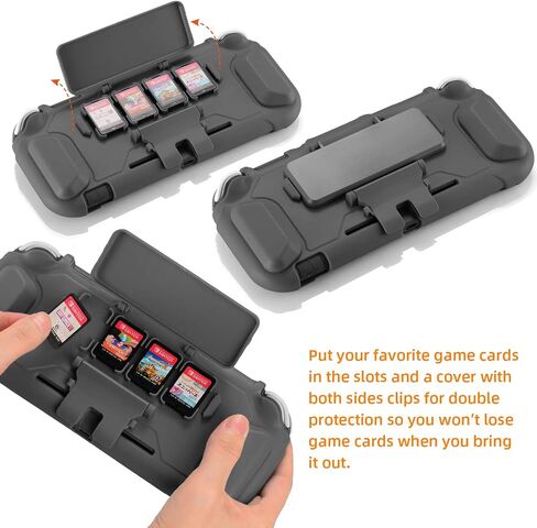 Protective Case Bundle for Nintendo Switch Lite, Tempered Glass Screen Protector, 4 Game Card Slots, Kick-Stand, Ergonomics Hand Grip, Shockproof, Anti-Scratch, Slim for Nintendo Switch Lite Case Gray in Saudi Arabia
