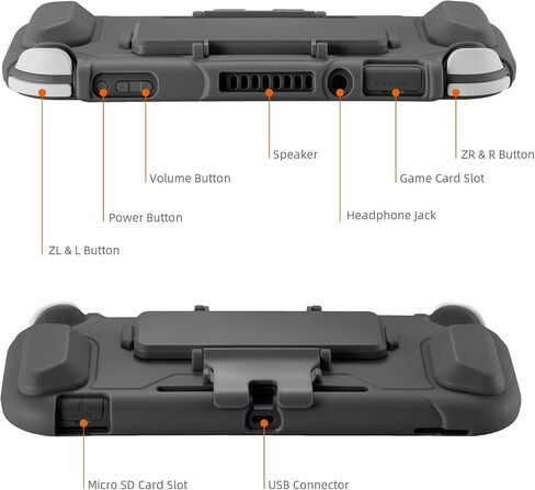 Protective Case Bundle for Nintendo Switch Lite, Tempered Glass Screen Protector, 4 Game Card Slots, Kick-Stand, Ergonomics Hand Grip, Shockproof, Anti-Scratch, Slim for Nintendo Switch Lite Case Gray in Saudi Arabia