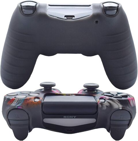 قبضة وحدة التحكم PS4، حافظة غطاء وحدة التحكم من جل السيليكون Hikfly Skin متوافقة مع وحدة التحكم PS4/PS4 Slim/PS4 Pro (غطاء وحدة تحكم 1x مع 8 × FPS Pro أغطية قبضة الإبهام) (مخلب رمادي) in Kuwait