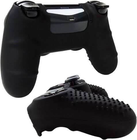 قبضة وحدة التحكم PS4، حافظة غطاء وحدة التحكم من جل السيليكون Hikfly Skin متوافقة مع وحدة التحكم PS4/PS4 Slim/PS4 Pro (غطاء وحدة تحكم 1x مع 8 × FPS Pro أغطية قبضة الإبهام) (مخلب رمادي) in Kuwait