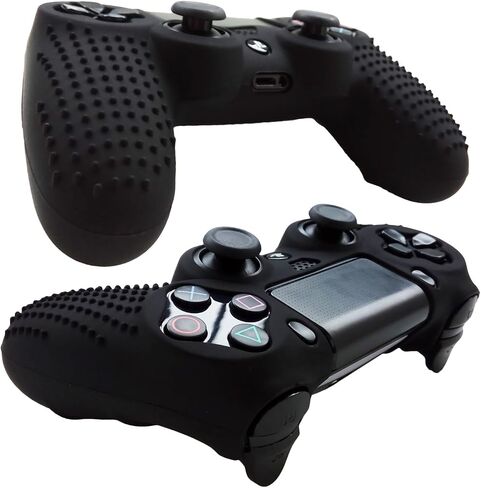 قبضة وحدة التحكم PS4، حافظة غطاء وحدة التحكم من جل السيليكون Hikfly Skin متوافقة مع وحدة التحكم PS4/PS4 Slim/PS4 Pro (غطاء وحدة تحكم 1x مع 8 × FPS Pro أغطية قبضة الإبهام) (مخلب رمادي) in Kuwait