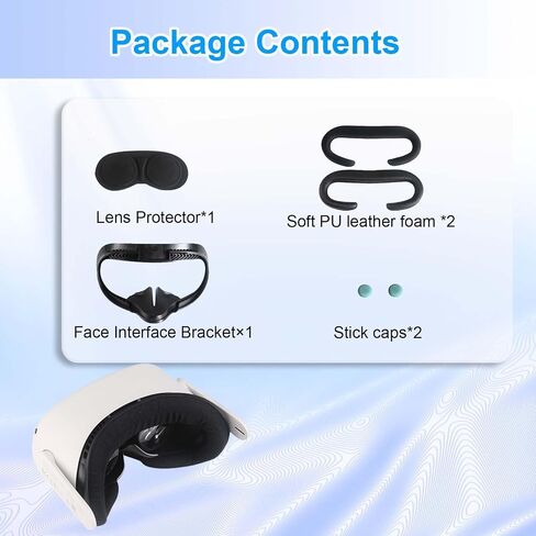 وسادة وجه VR لـ Oculus Quest 2، دعامة واجهة للياقة البدنية للوجه، وسادة وسادة للوجه مع وسادتين بديلتين، أغطية عصا الإبهام، غطاء عدسة، غطاء وجه مقاوم للتعرق مضاد للضباب لـ Meta Quest 2 in Saudi Arabia