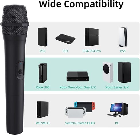 ميكروفون ألعاب Mcbazel اللاسلكي USB مكون من قطعتين متوافق مع Xbox Series X/S، PS5، Switch OLED، NS Switch، PC، PS4، PS3، PS2، Xbox One X/S، Xbox One، Xbox 360، Wii in Saudi Arabia